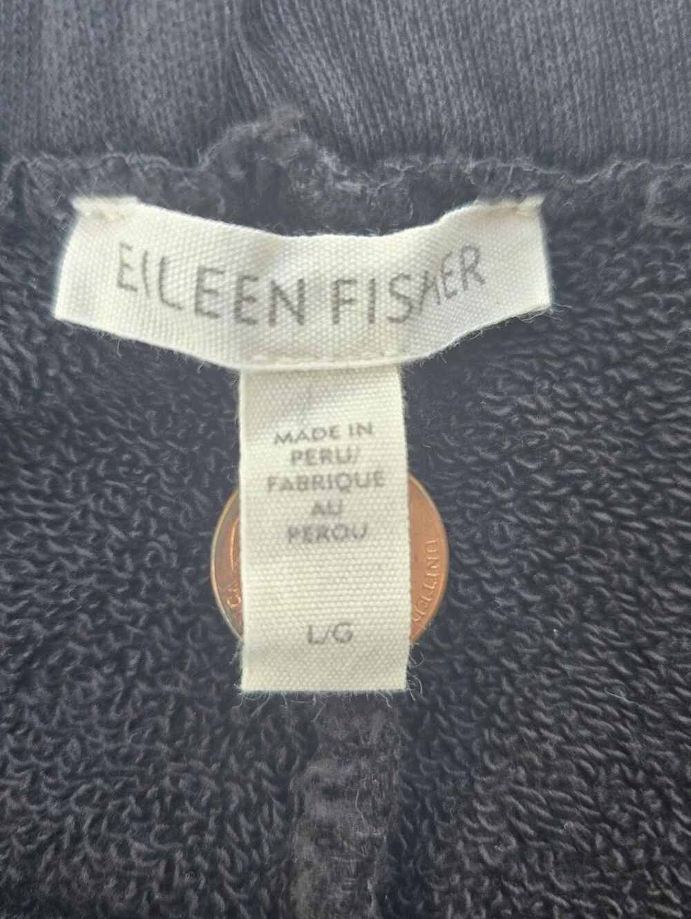 Eileen Fisher Organic Cotton Terry Loungewear Shorts Black Size Large (L/G) I